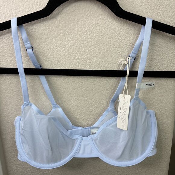 Aerie Smoothez Purple Microfiber Mesh Unlined Underwire Balconette Bra 34C NEW - Picture 5 of 9